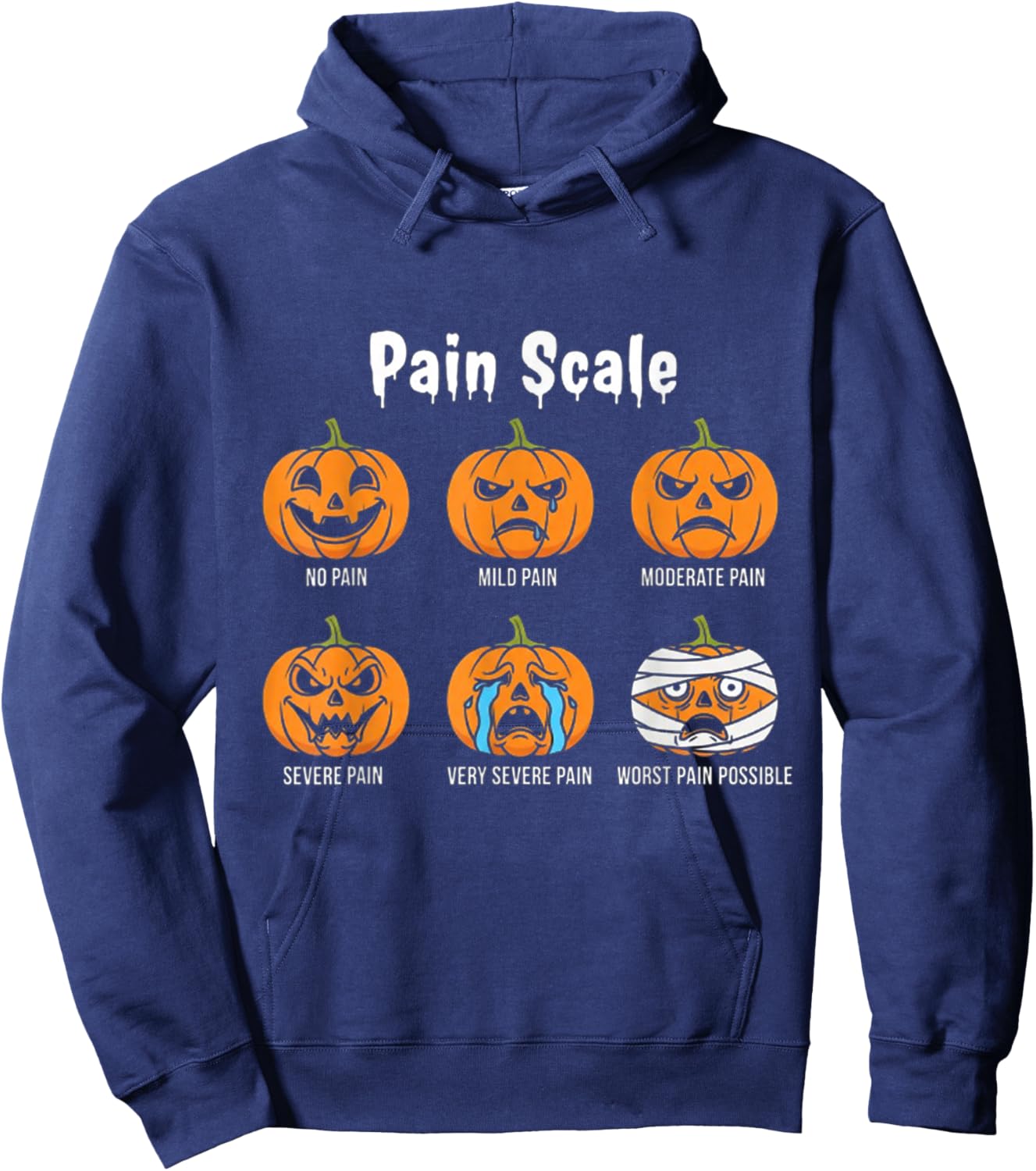 Pain Scale Pumpkin Pain Assessment Trauma Nurse Halloween Hoodie - Hoodie | Navy