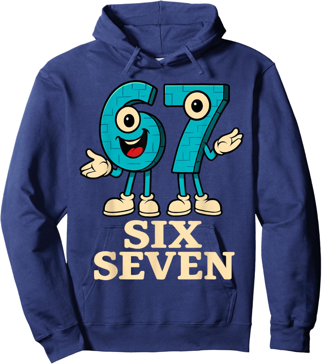 67 Six Seven 6-7 - Funny Italian Brainrot Slang Gaming Meme Hoodie - Hoodie | Navy