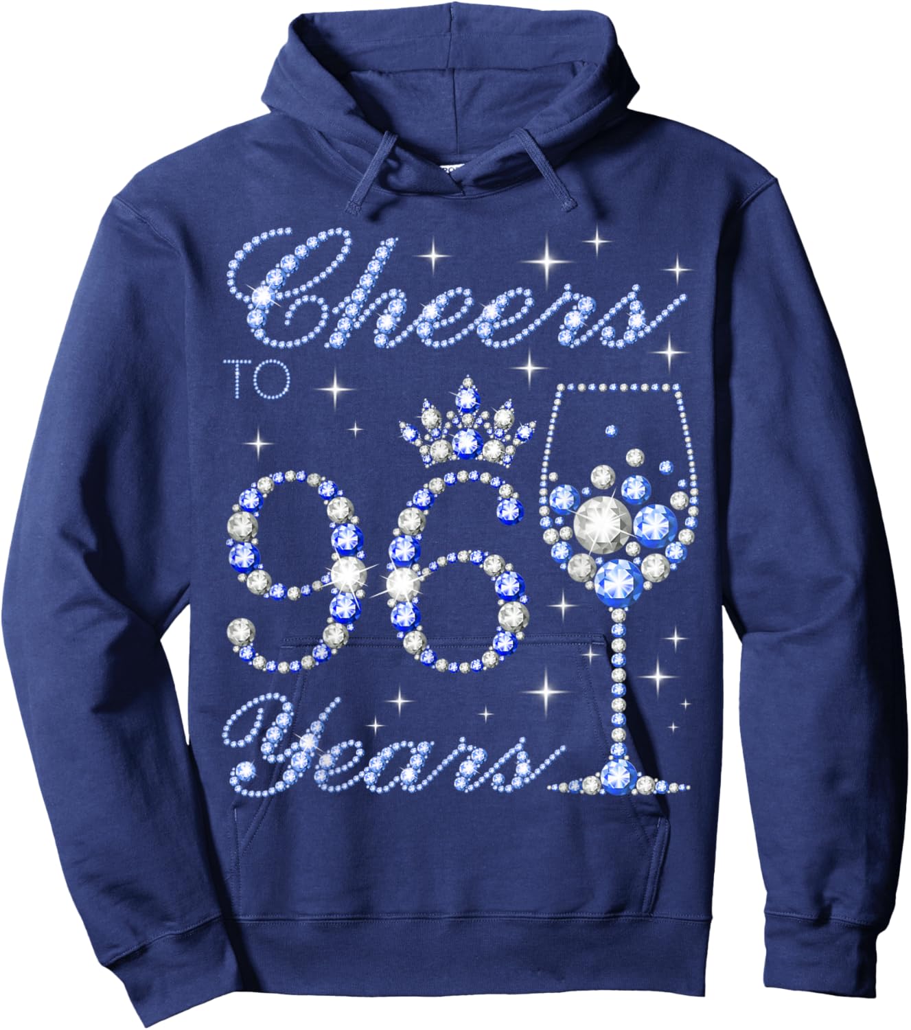 Cheers to 96 Years Old 96th Birthday Blue Style Women Hoodie - Hoodie | Navy