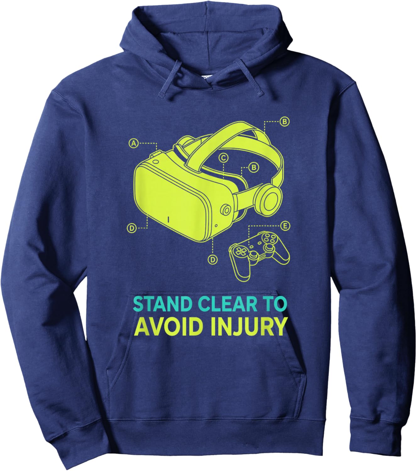 Stand Clear to Avoid Injury Vr Gamer Funny Virtual Reality Hoodie - Hoodie | Navy