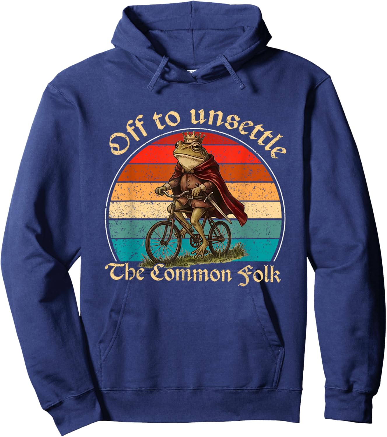 Off to Unsettle The Common Folk Humor Chaotic Frog Meme Hoodie - Hoodie | Navy