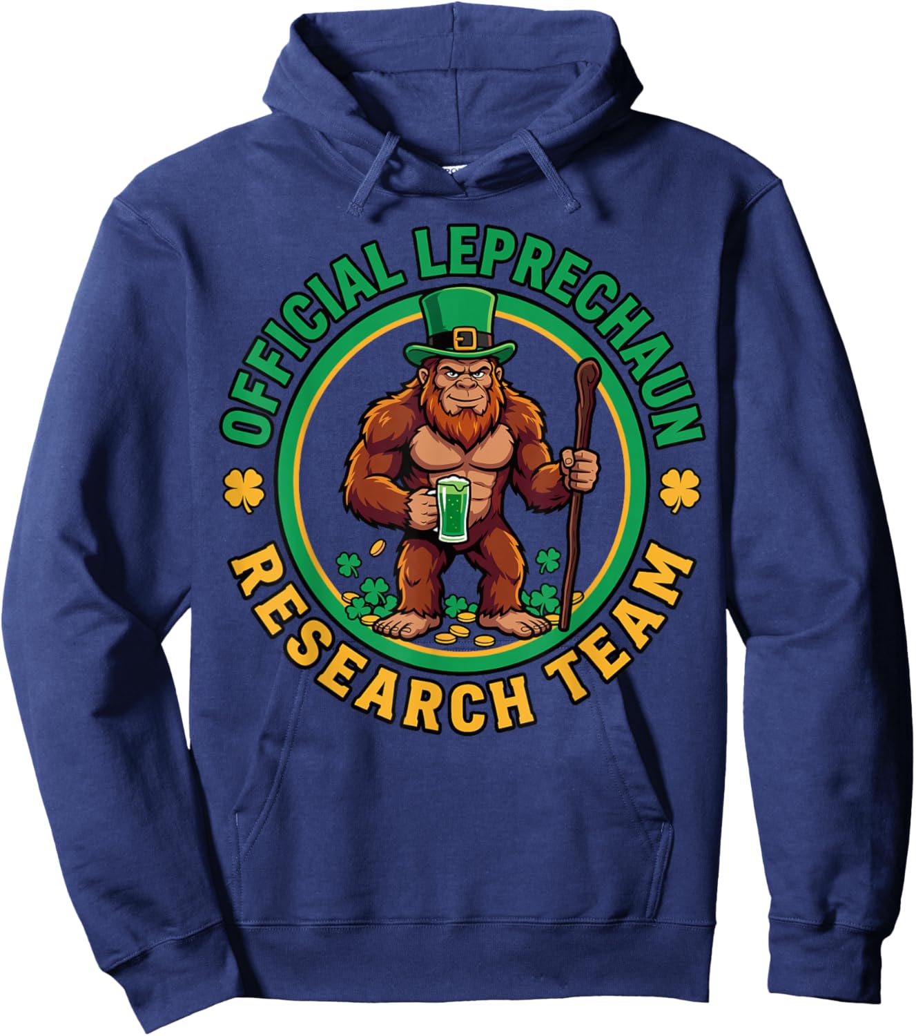 Official Leprechaun Research Team Bigfoot St Patricks Day Hoodie - Hoodie | Navy