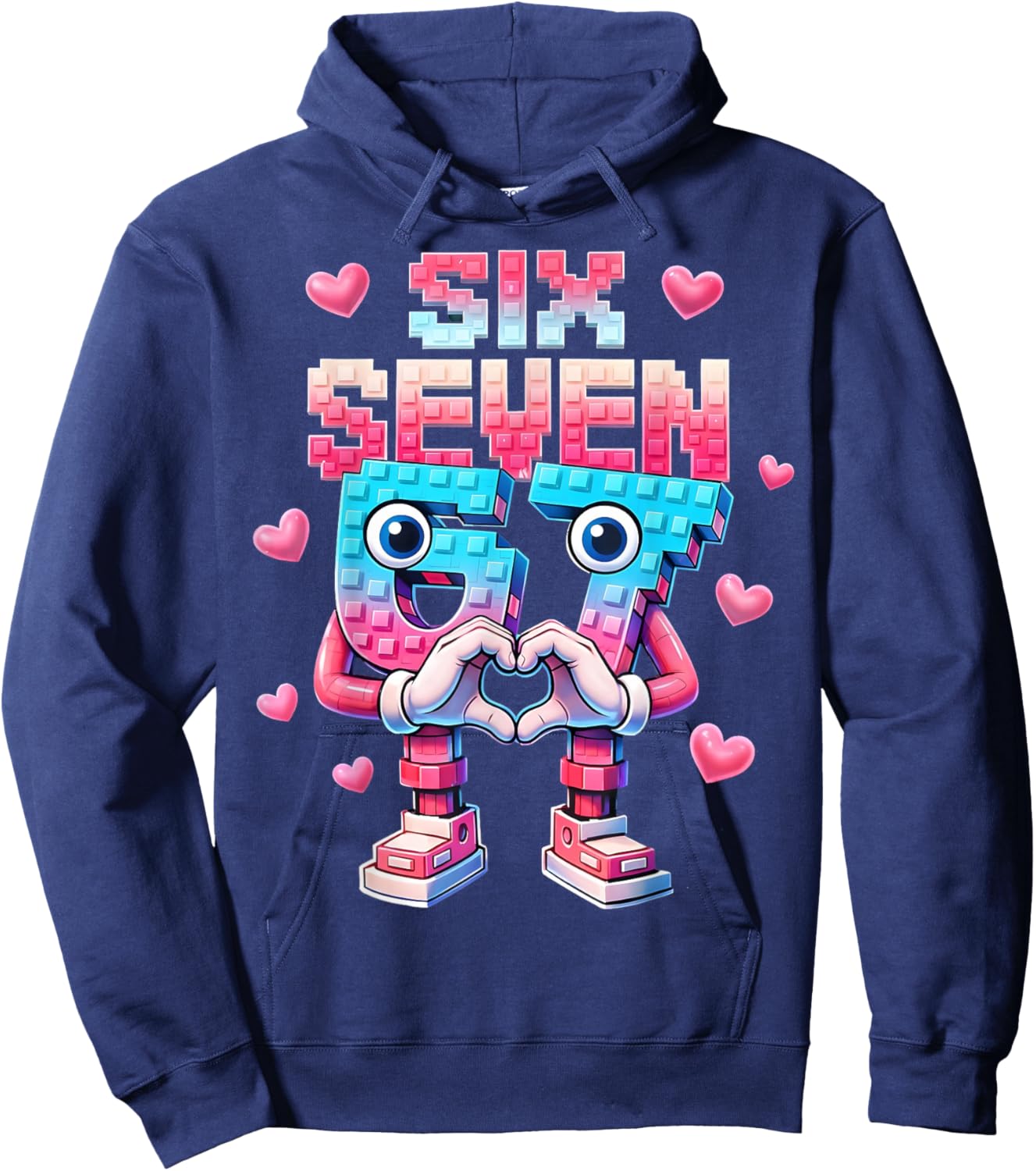 Six Seven 67 Brainrot Valentine Heart Gifts for Girl Boy Kid Hoodie - Hoodie | Navy