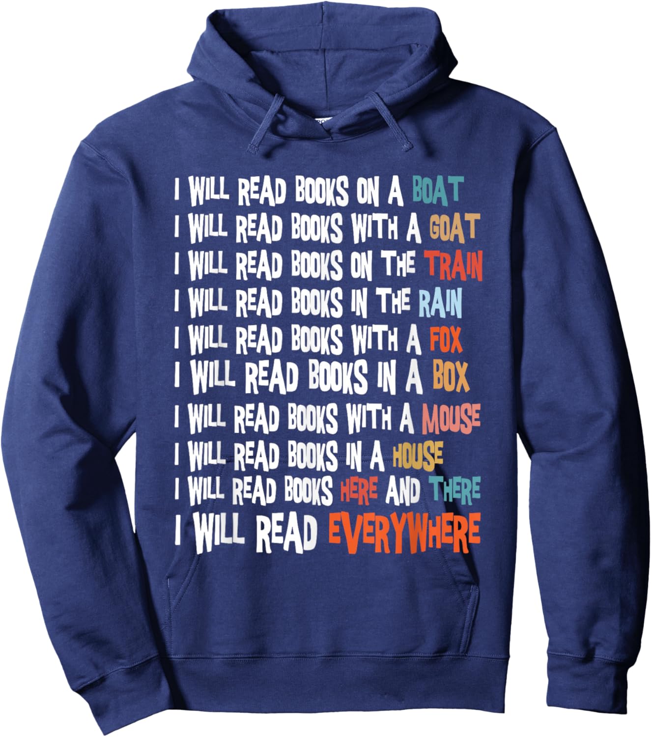 I Will Read Books On A Boat & Everywhere Reading Book Kids Hoodie - Hoodie | Navy