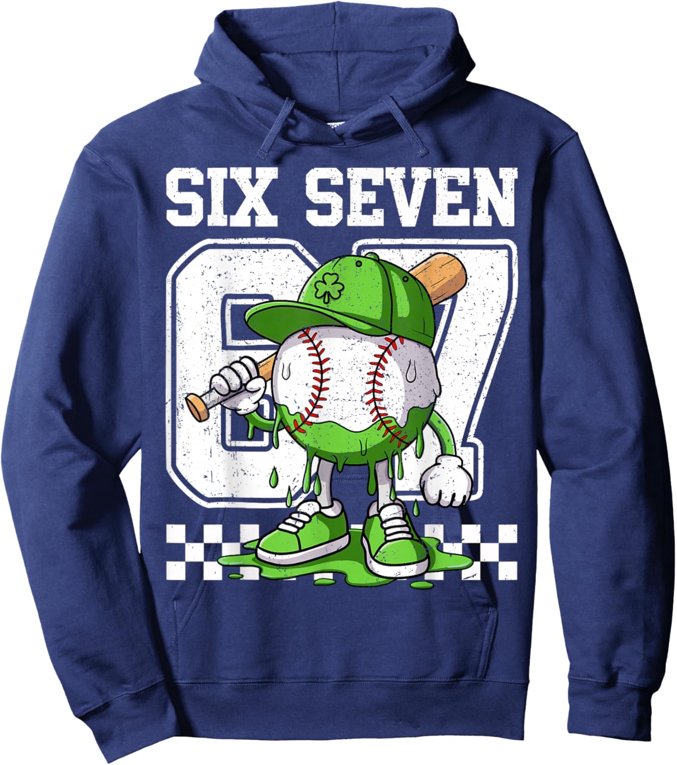 Boys St Patricks Day 67 Six Seven Baseball Ice Cream Drip Hoodie - Hoodie | Navy