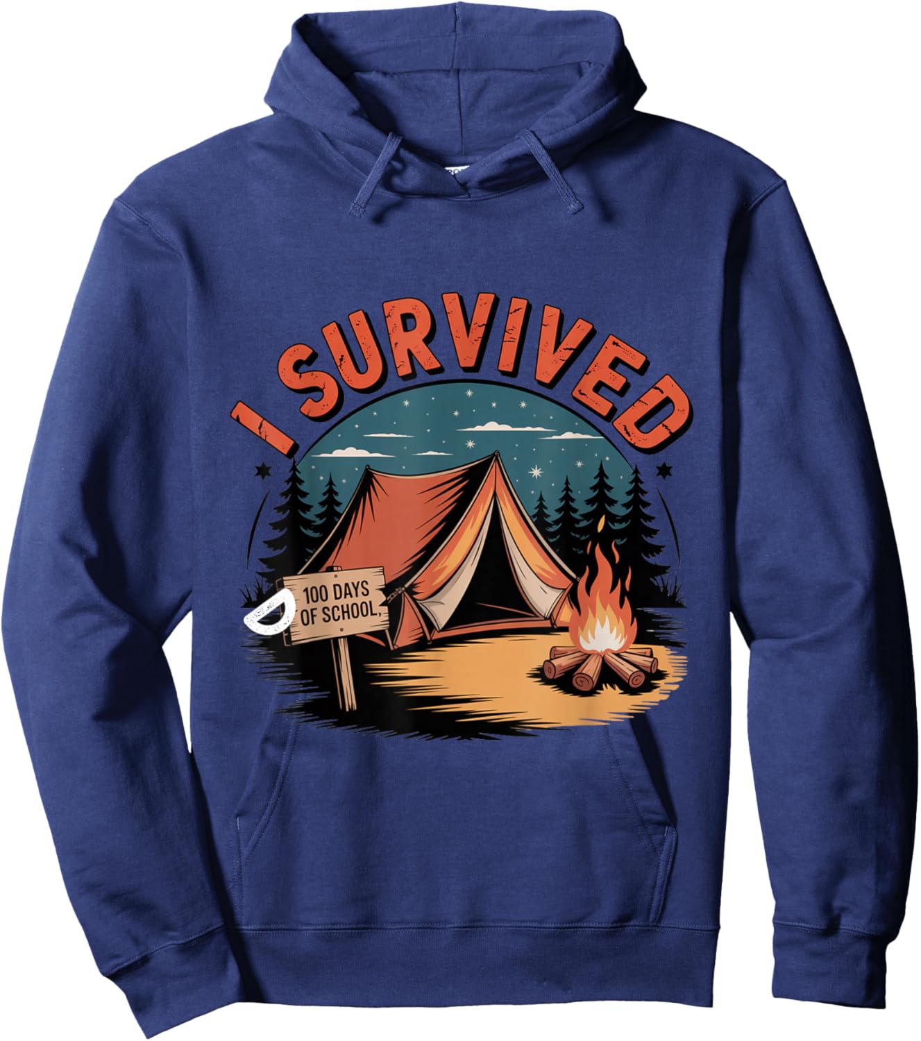 100 Days of School Barely Survived Funny Kids Teacher Men Hoodie - Hoodie | Navy