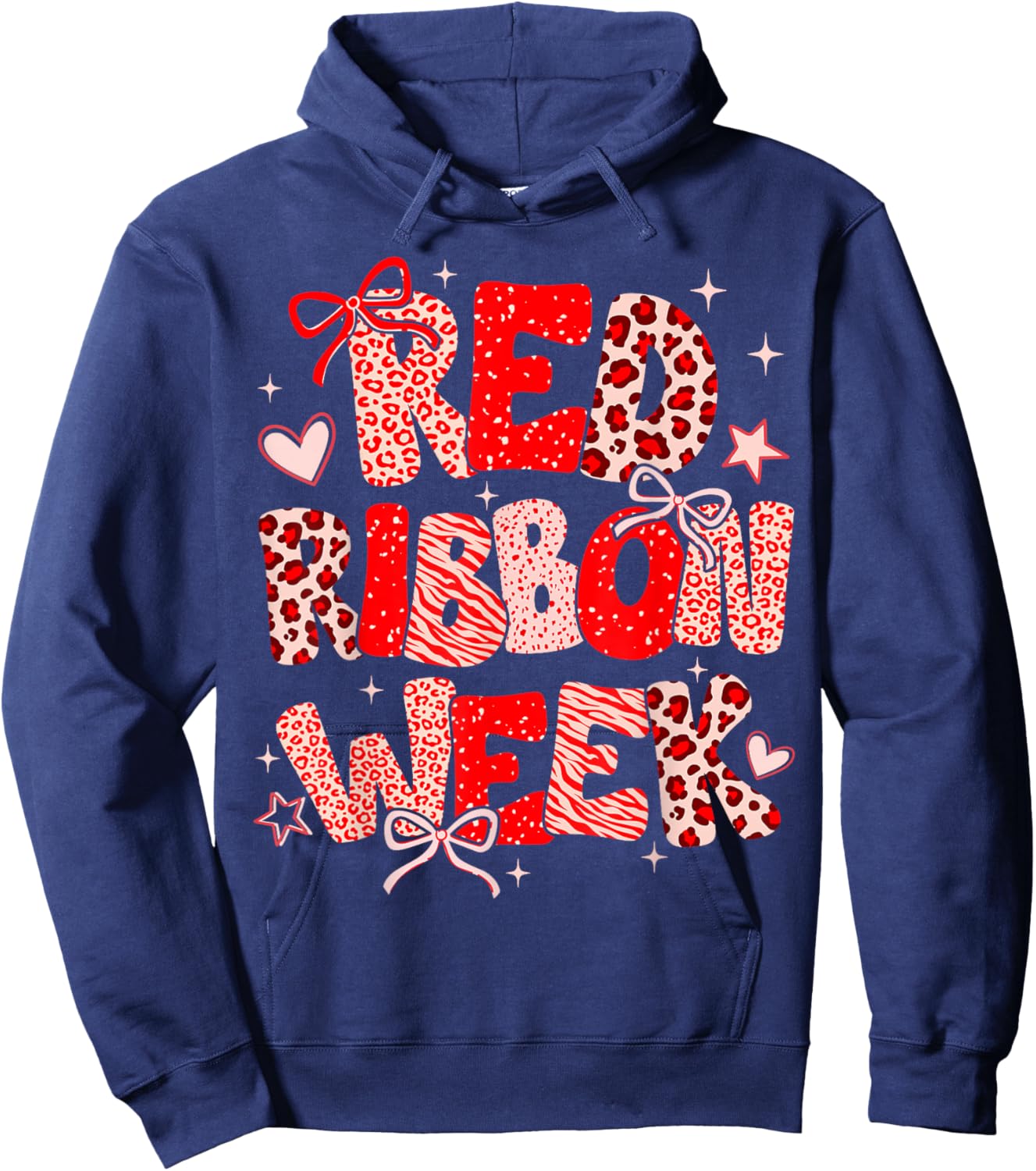Red Ribbon Week Awareness Coquette Drug Free Anti-Drug Hoodie - Hoodie | Navy
