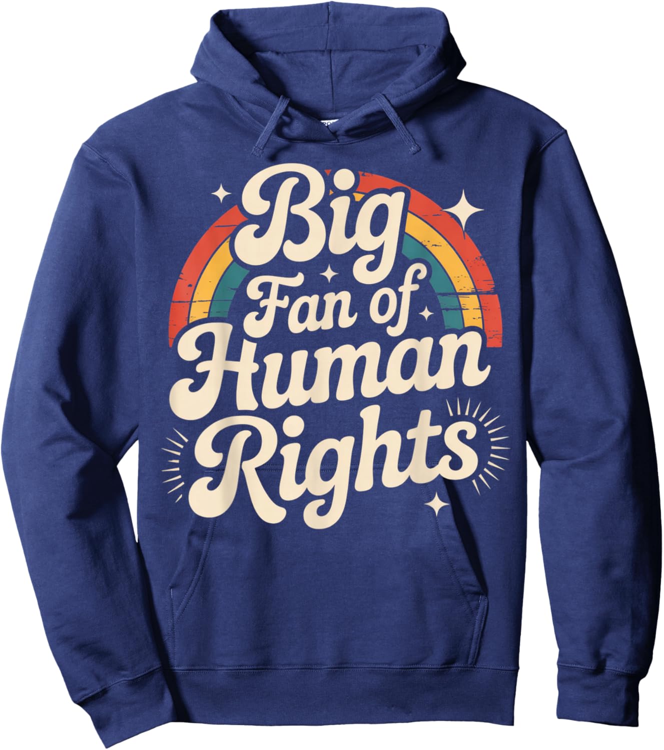 Retro Big Fan of Human Rights Rainbow Hoodie - Hoodie | Navy