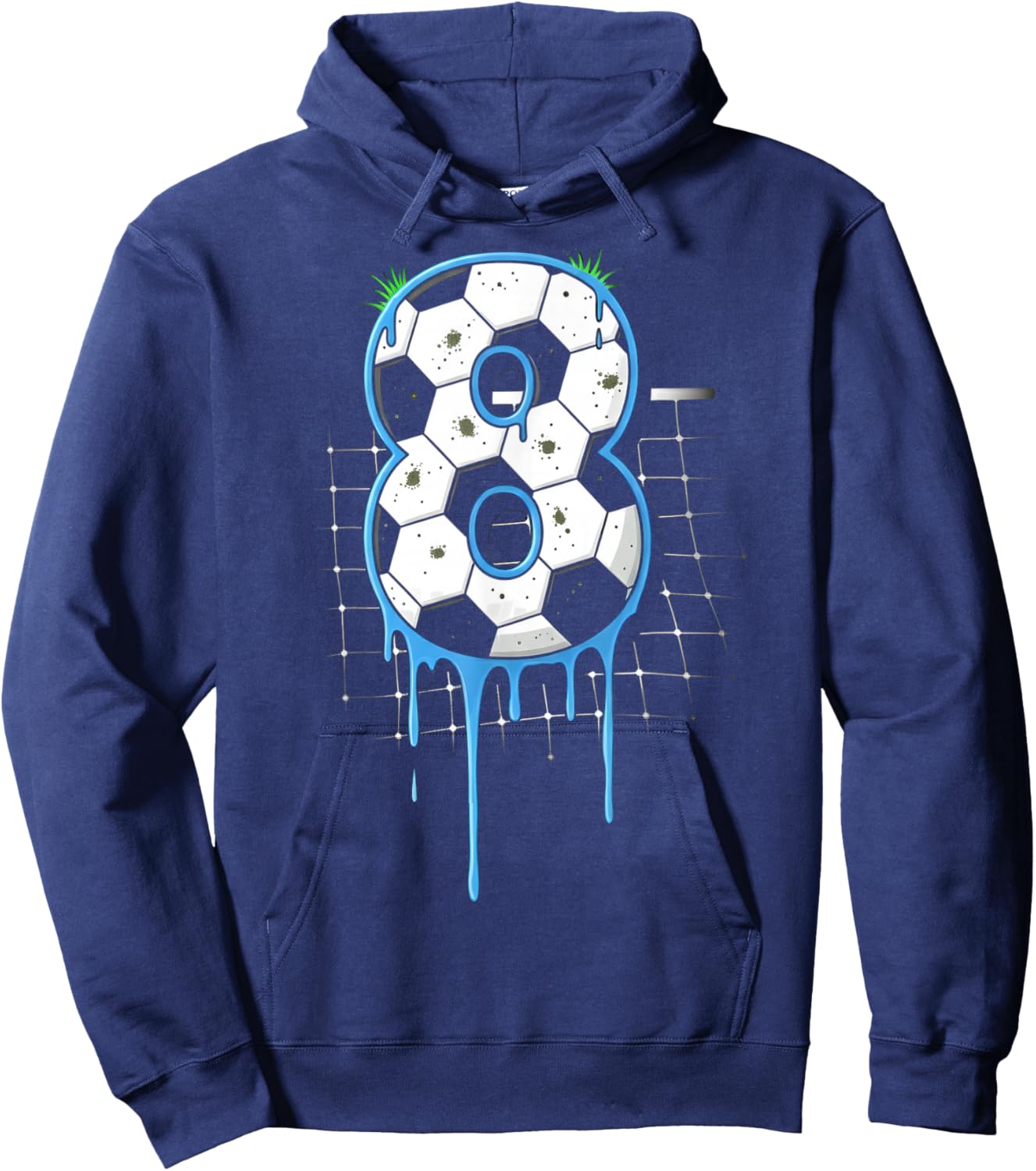 Soccer 8 Year Old Ice Cream Drip Youth 8th Birthday Boy 8 Hoodie - Hoodie | Navy