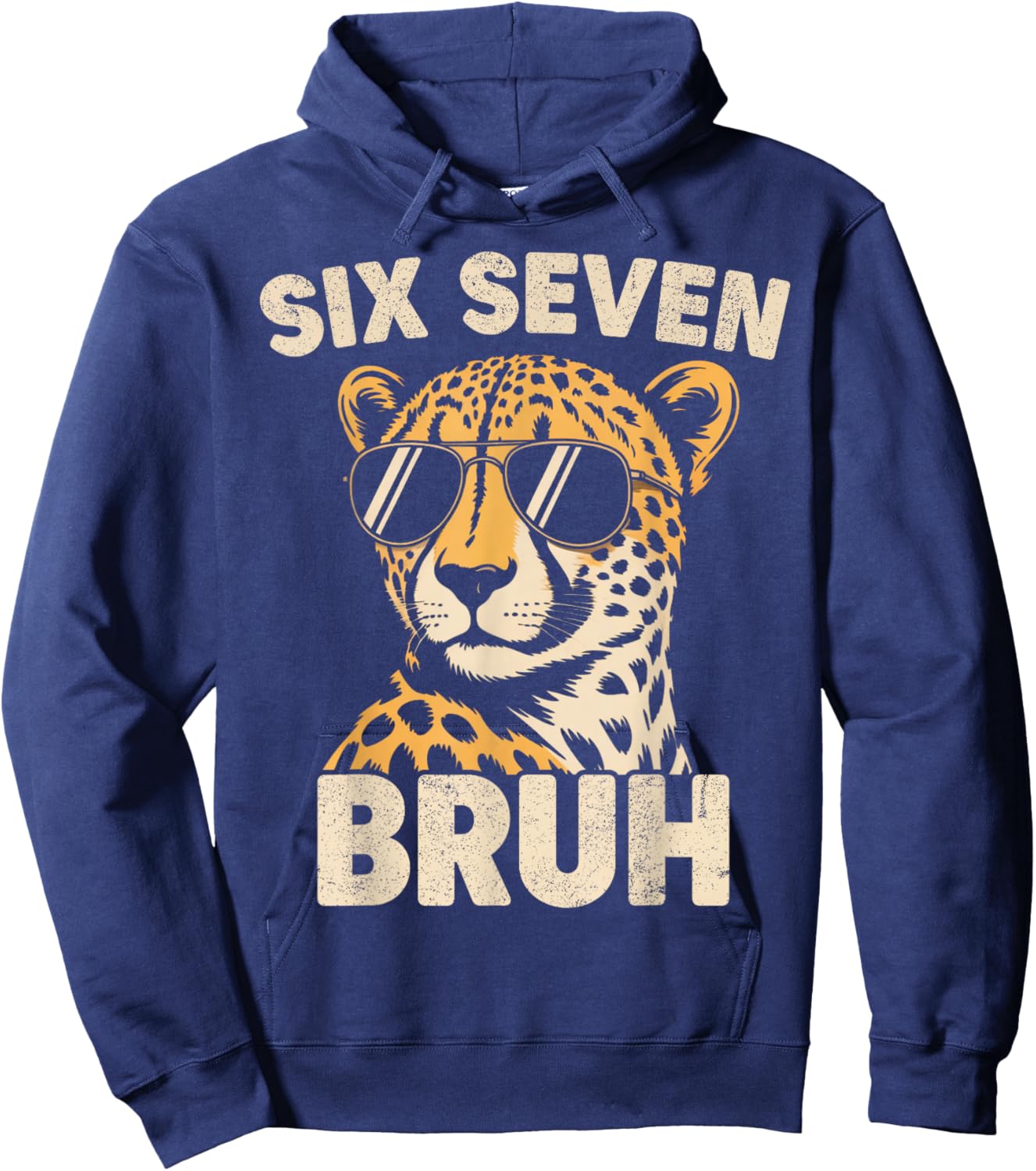 Boys Animal Print Clothes Bruh Cheetah 67 Meme Six Seven Hoodie - Hoodie | Navy
