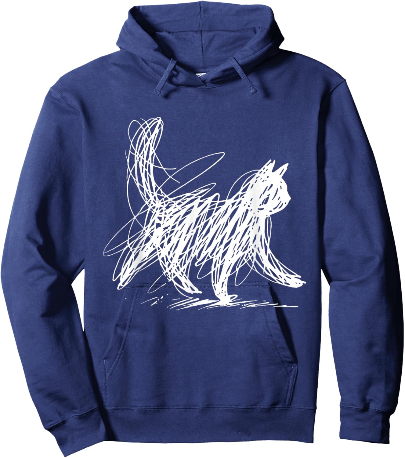 Abstract Cat Line Minimalist Scribble Cat Mom Cat Lover Hoodie - Hoodie | Navy