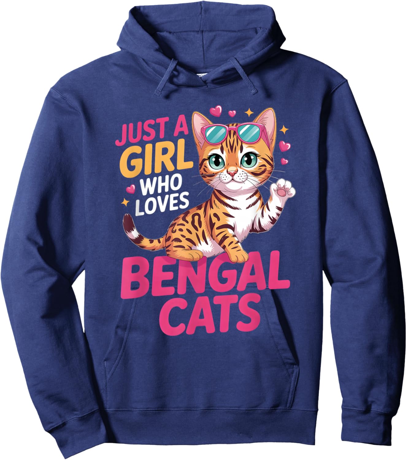 Girls Bengal Cat Hoodie - Hoodie | Navy
