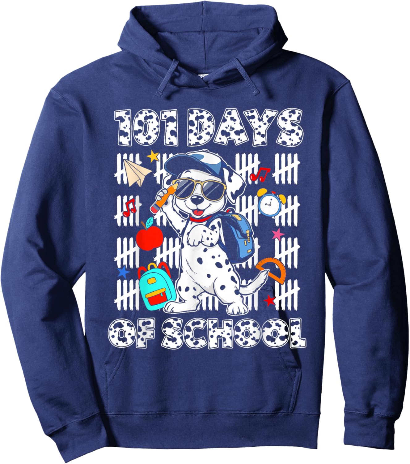 Happy 101 Days School Cute Dog 100 Days Smarter Student Kids Hoodie - Hoodie | Navy