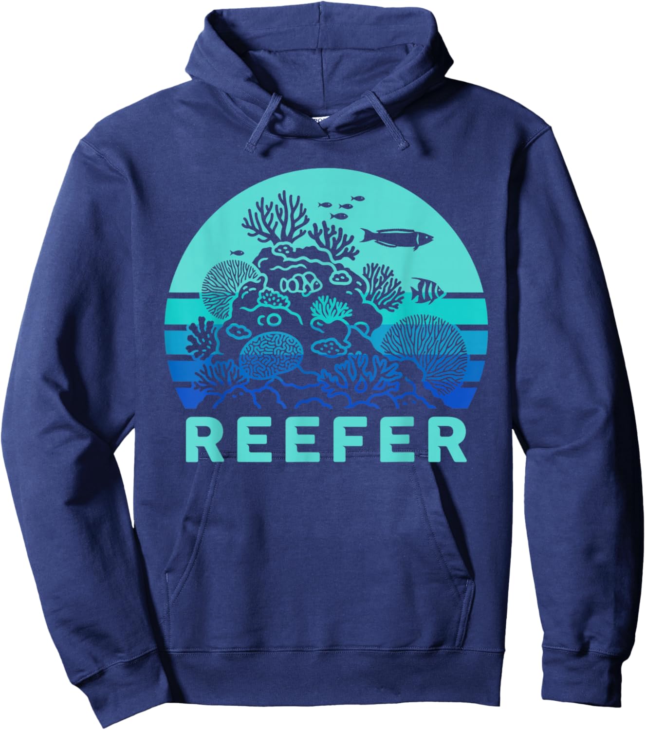 Retro Coral Reef Funny Reefer Aquarist Hoodie - Hoodie | Navy