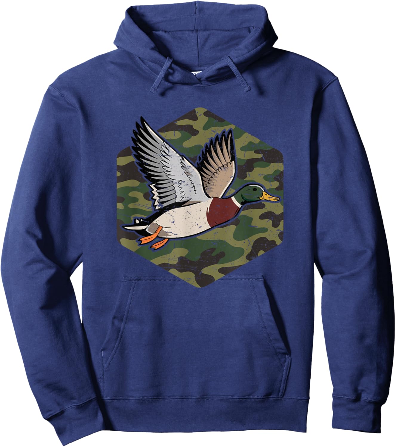 Vintage Flying Duck Hunting Camouflage Mallard Outdoors Wild Hoodie - Hoodie | Navy