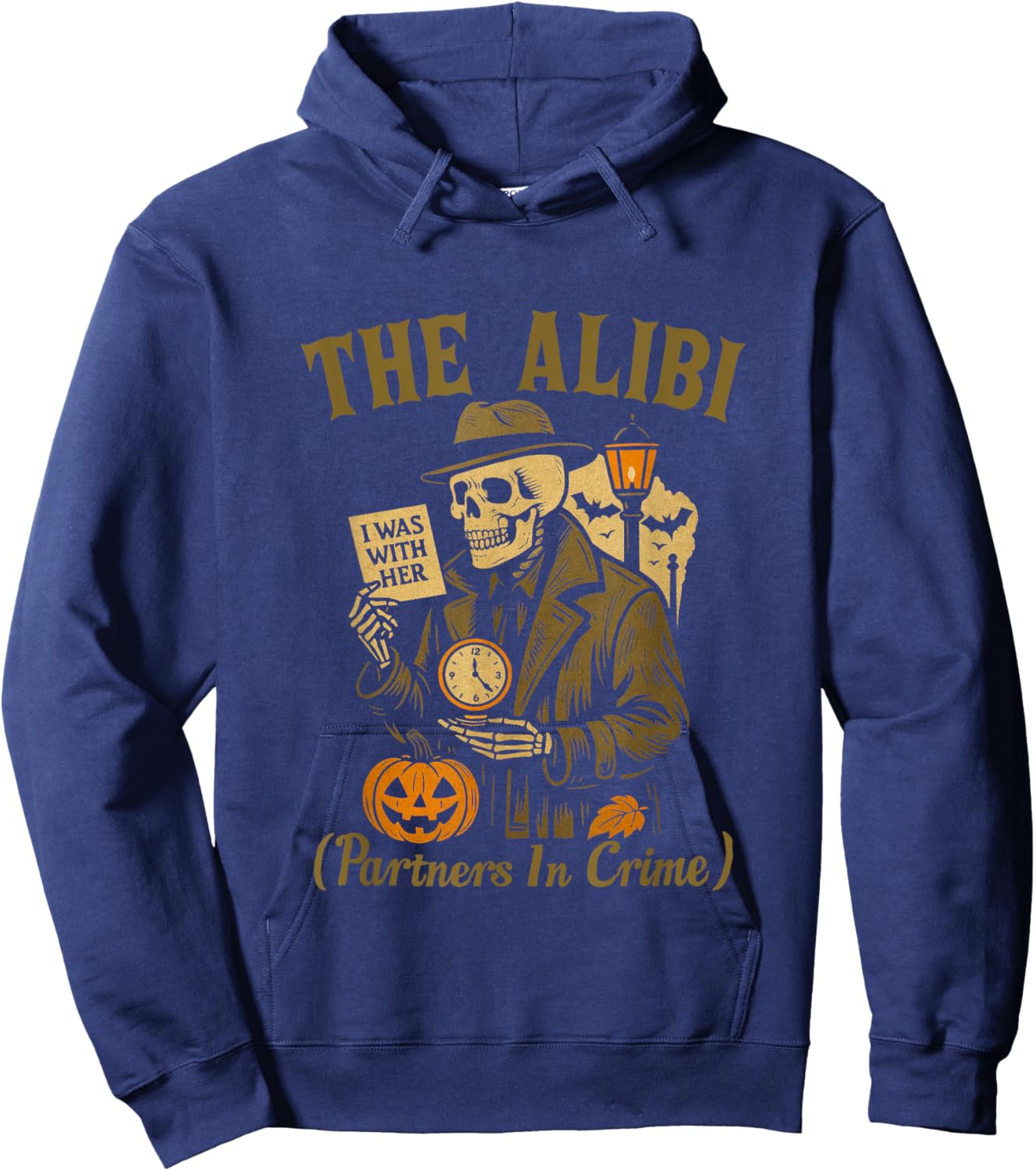 Halloween Skeleton Couple Matching Alibi Mastermind Hoodie - Hoodie | Navy