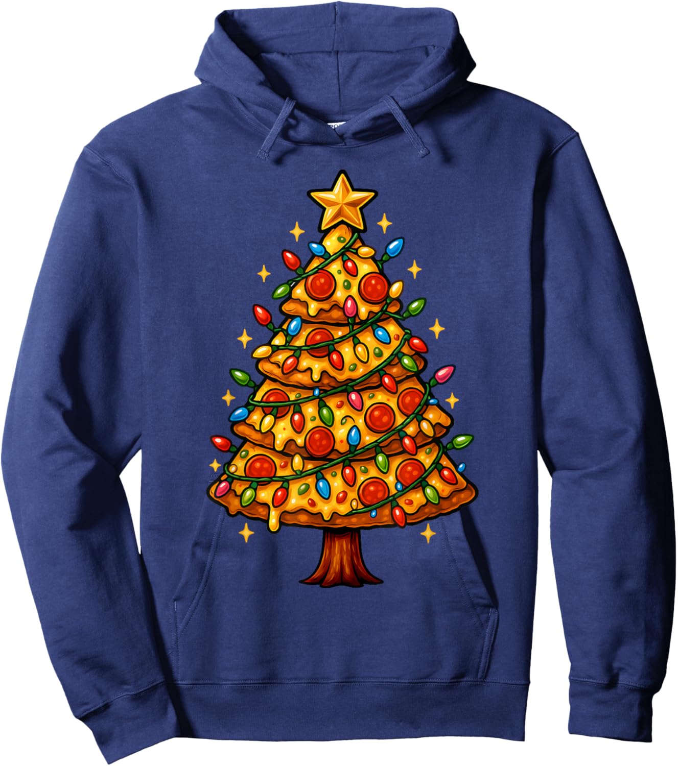 Pizza Slice Christmas Merry Crustmas Pizza Christmas Tree Hoodie - Hoodie | Navy