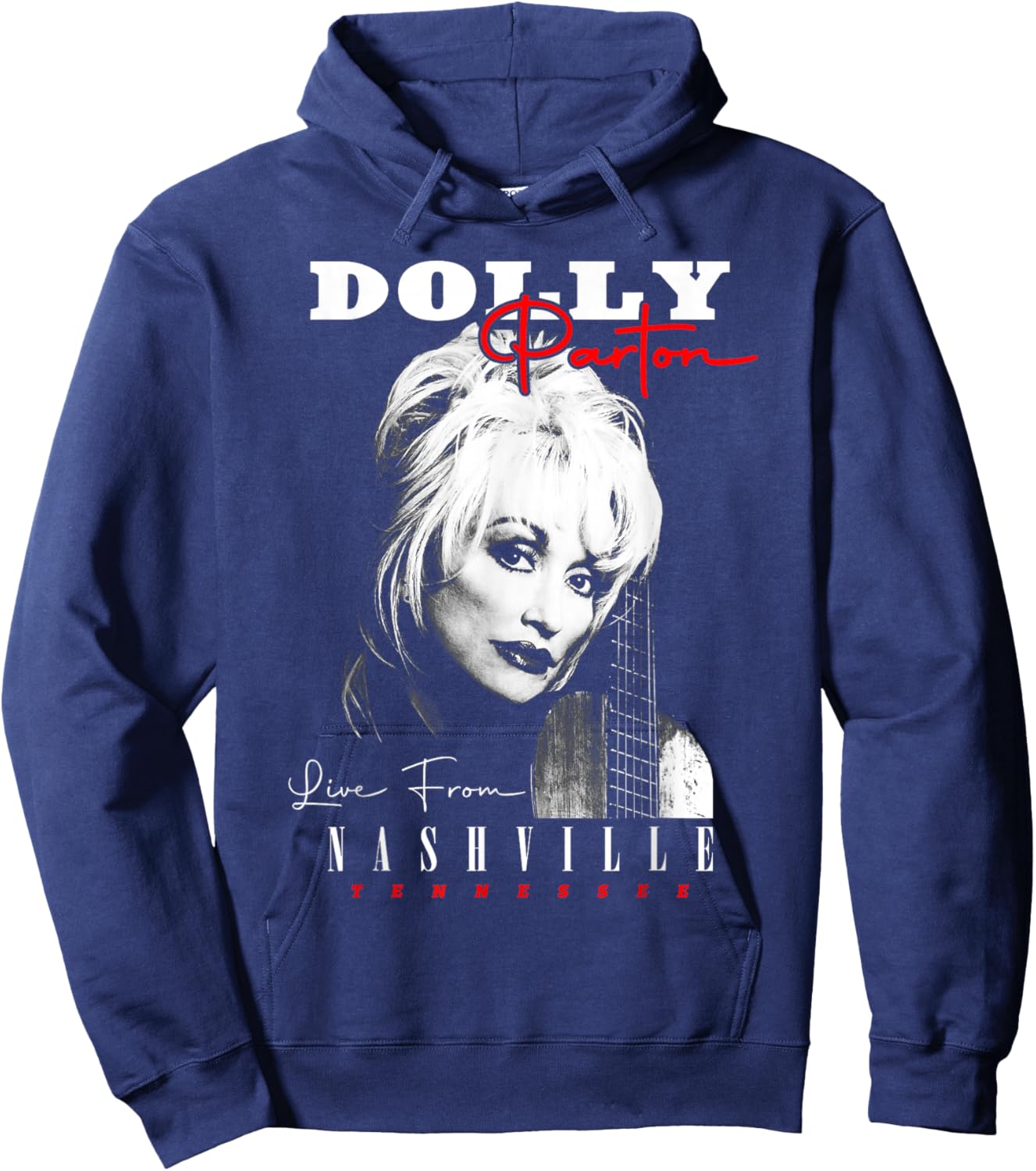 Dolly Parton Live from Nashville Tennessee Photo Portrait Hoodie - Hoodie | Navy