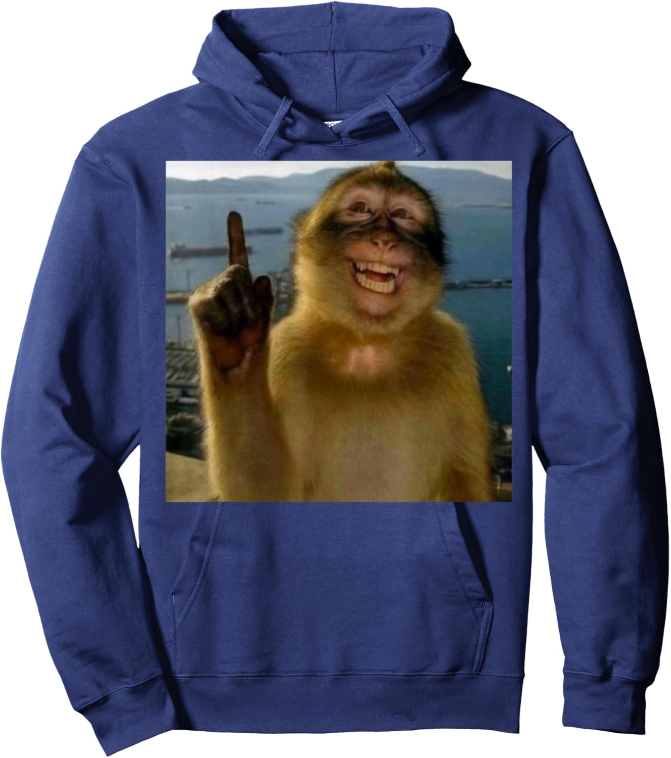 Funny Smiling Monkey Meme Curious Ape Brainrot Gift Hoodie - Hoodie | Navy