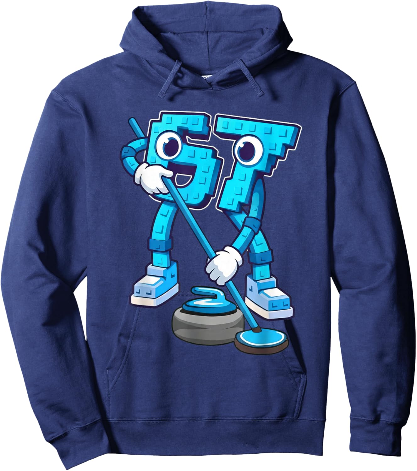 Curling Six Seven Meme Funny 6 7 Sports Game Cartoon Hoodie - Hoodie | Navy