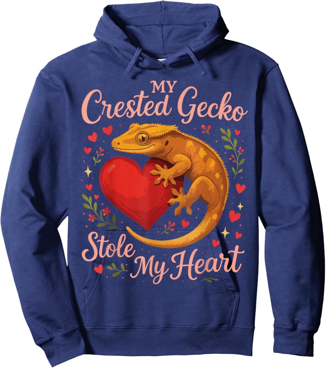 Crested Gecko Valentines Day My Crested Gecko Stole My Heart Hoodie - Hoodie | Navy
