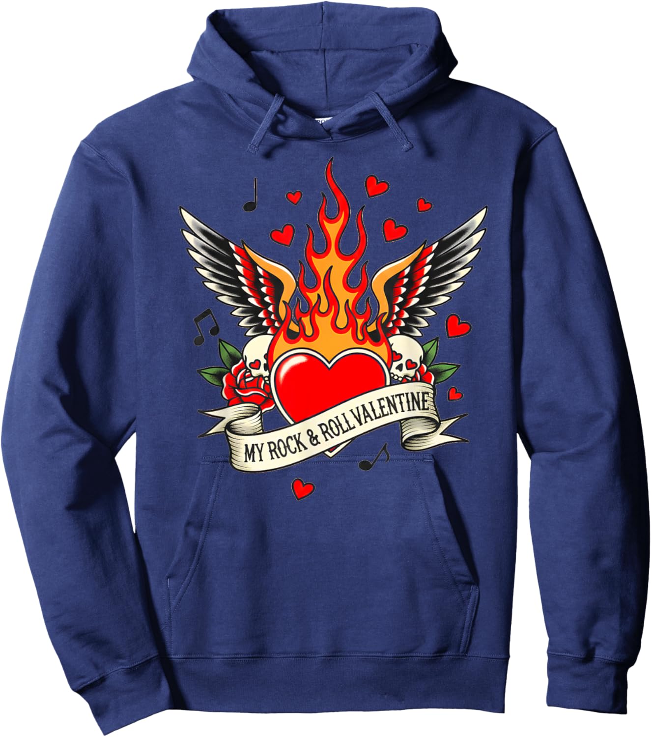 Valentine’s My Rock and Roll Valentine Love Heart Music Art Hoodie - Hoodie | Navy