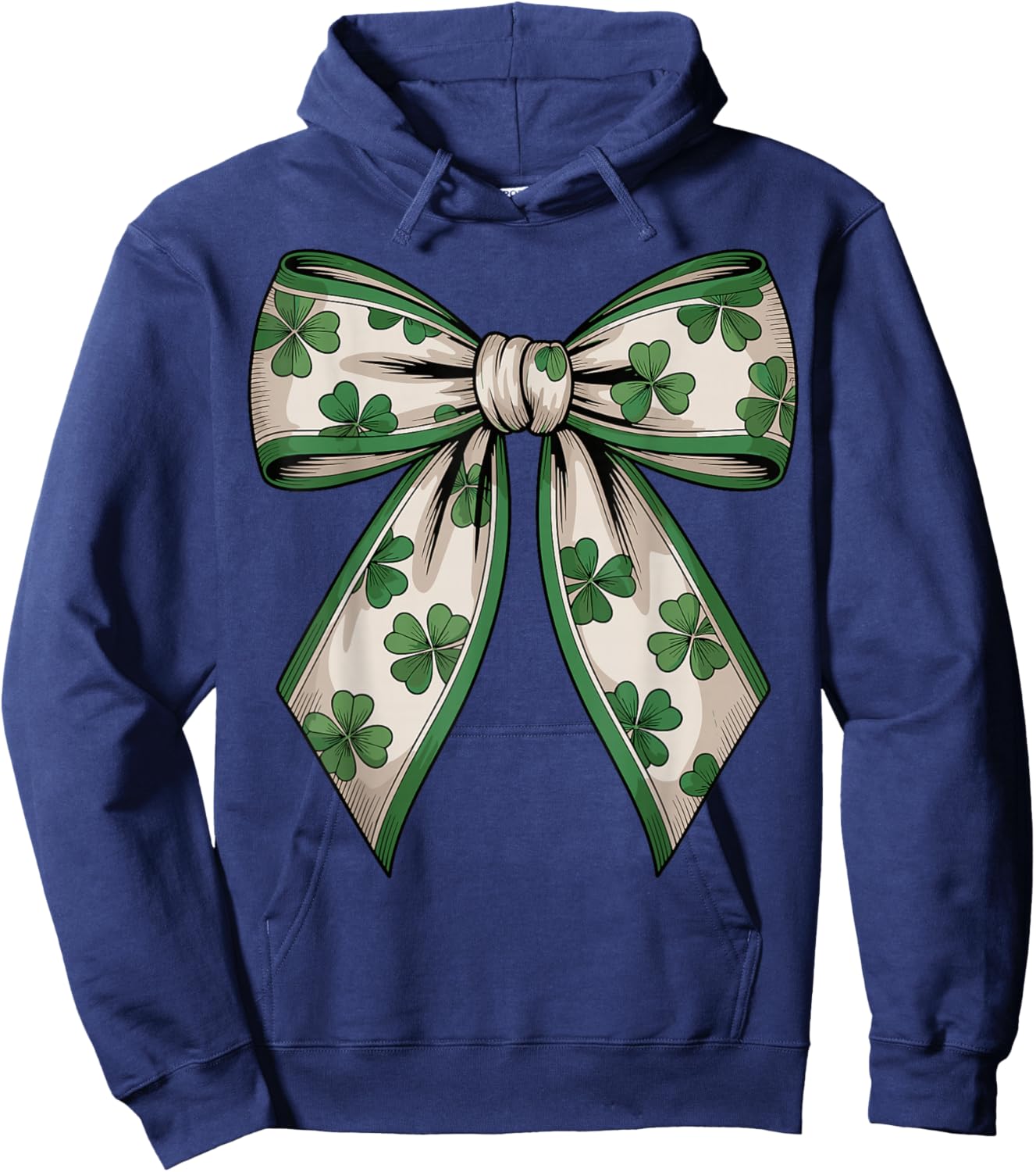St Patricks Day Shamrock Coquette Bow Saint Pattys Girls Hoodie - Hoodie | Navy