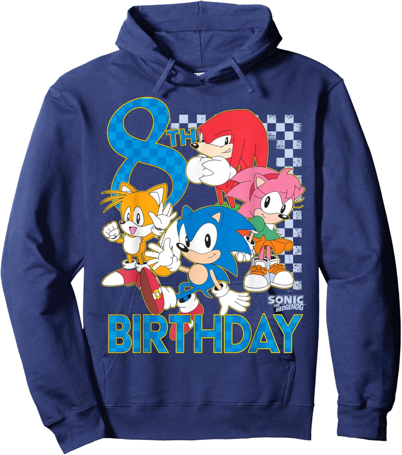Sonic The Hedgehog 8th Birthday Classic Art Sonic & Friends Hoodie - Hoodie | Navy