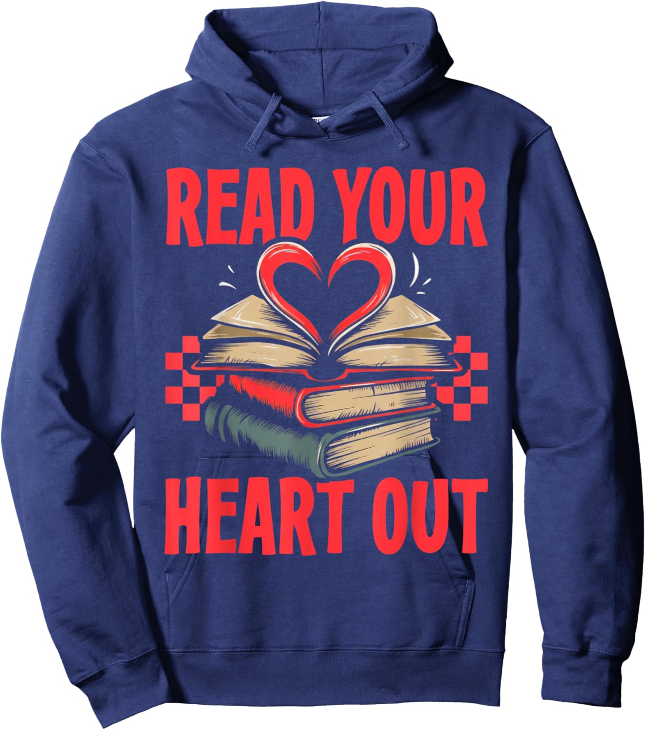 Valentine Book Read Your Heart Out Lover Gift Teens Kids Hoodie - Hoodie | Navy