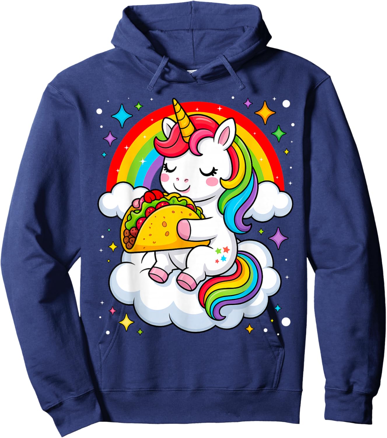 Unicorn Taco Rainbow Fiesta Cinco De Mayo Toddler Girls Kids Hoodie - Hoodie | Navy