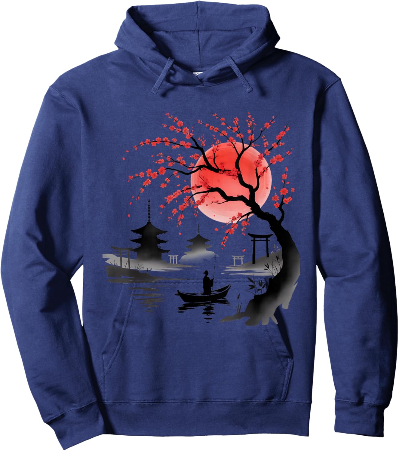 Beautiful Japanese Art Cherry Blossom Sakura Japan Graphic Hoodie - Hoodie | Navy