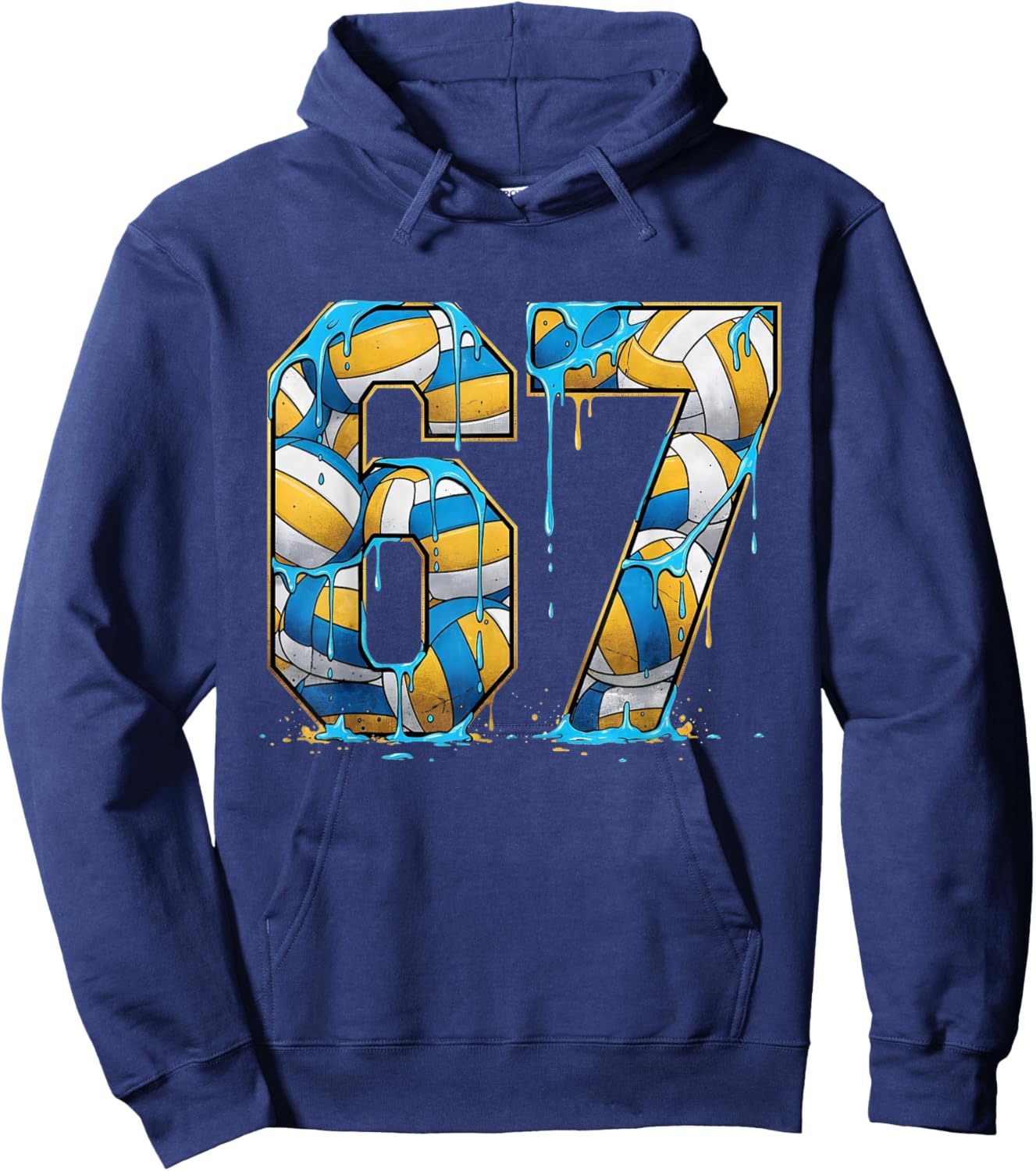 Volleyball 67 Six Seven Sport Funny Gen Alpha Z Meme Drip Hoodie - Hoodie | Navy