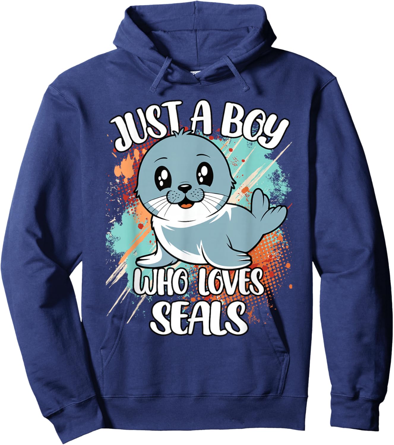 Just A Boy Who Loves Seals Funny Retro Animal Boys Kids Hoodie - Hoodie | Navy