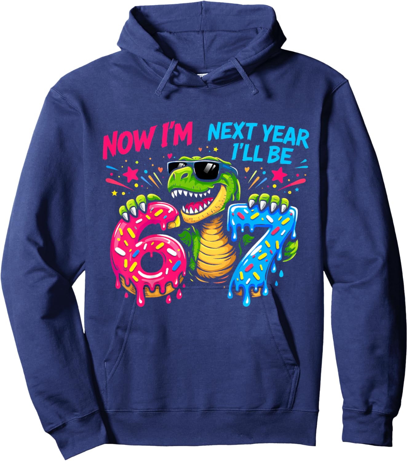 6 Year Old Birthday Boys Kids Now I'm 6 Next Year I'll be 7 Hoodie - Hoodie | Navy
