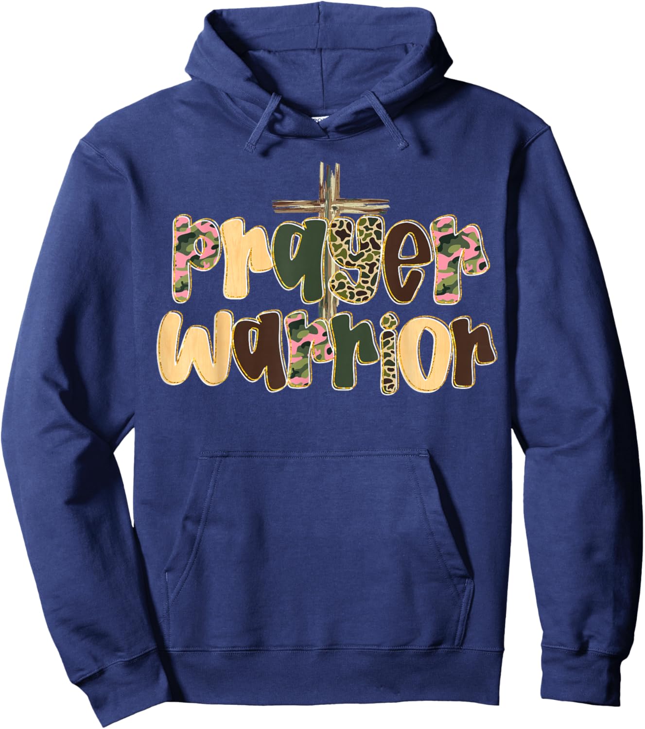 Prayer Warrior Faith God Cross Camo Jesus Christian Women Hoodie - Hoodie | Navy