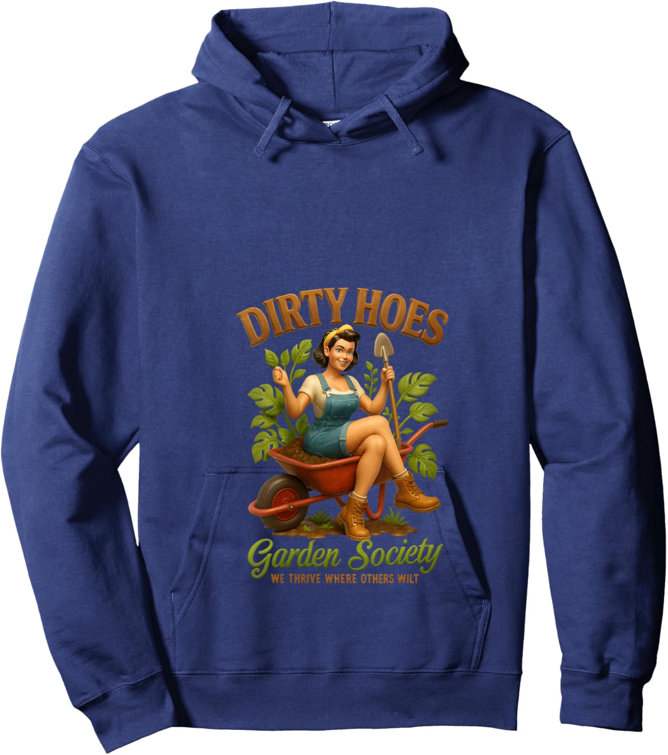 Women's Dirty Hoes Garden Society We Thrive Where Others Wilt V-Neck Hoodie - Hoodie | Navy