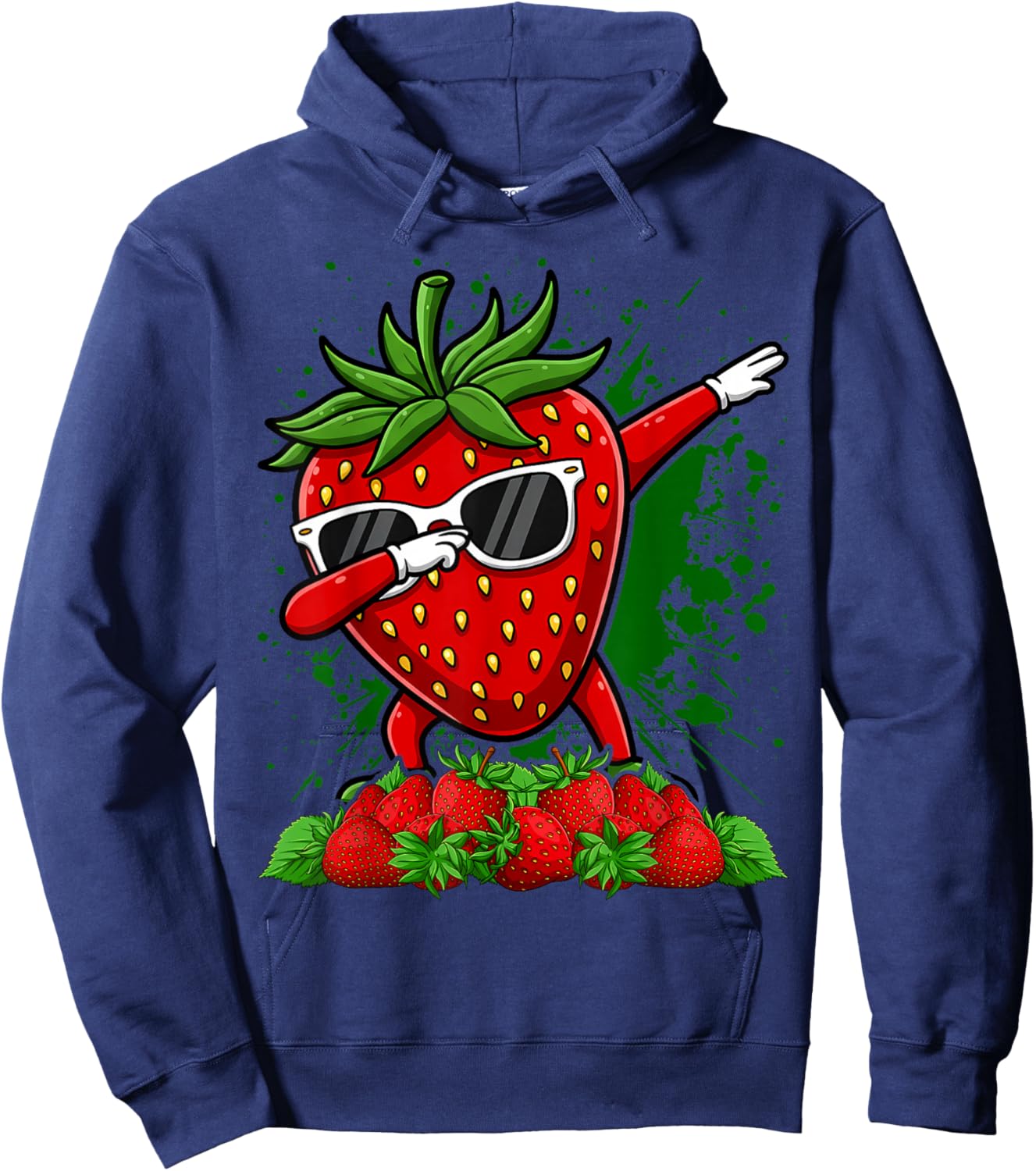 Funny Cool Dabbing Strawberry Festival 2024 Kids Toddlers Hoodie - Hoodie | Navy