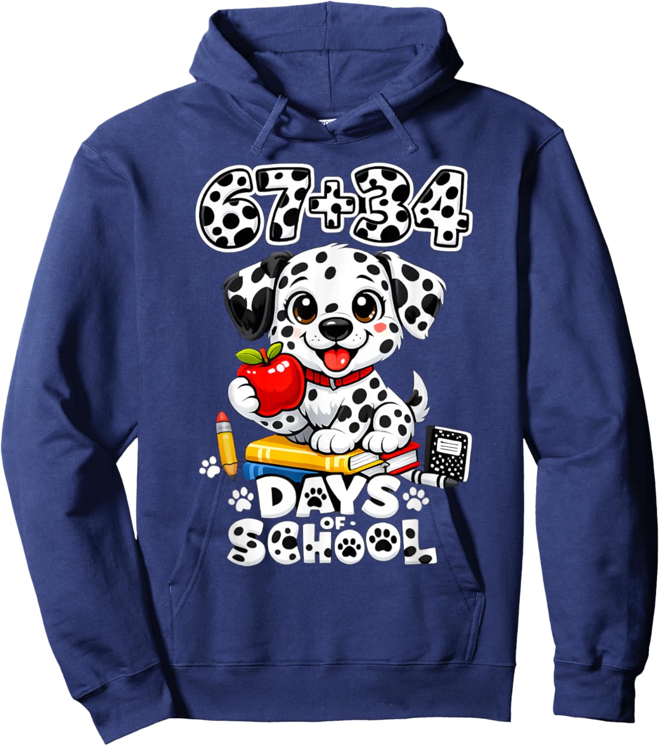 67+34 Days School 101 Days Cute Dog Teacher Kids Hoodie - Hoodie | Navy