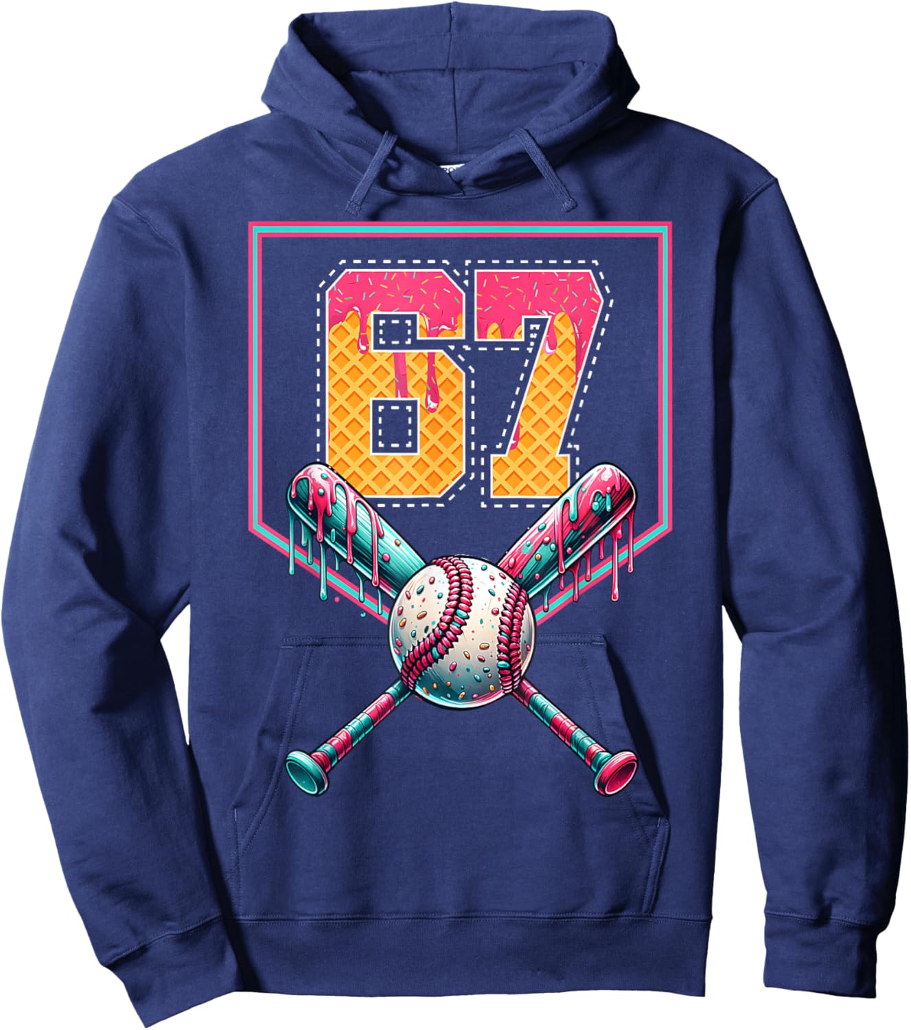 67 Ice Cream Drip Meme Six Seven Gen Alpha Slang Mason Meme Hoodie - Hoodie | Navy