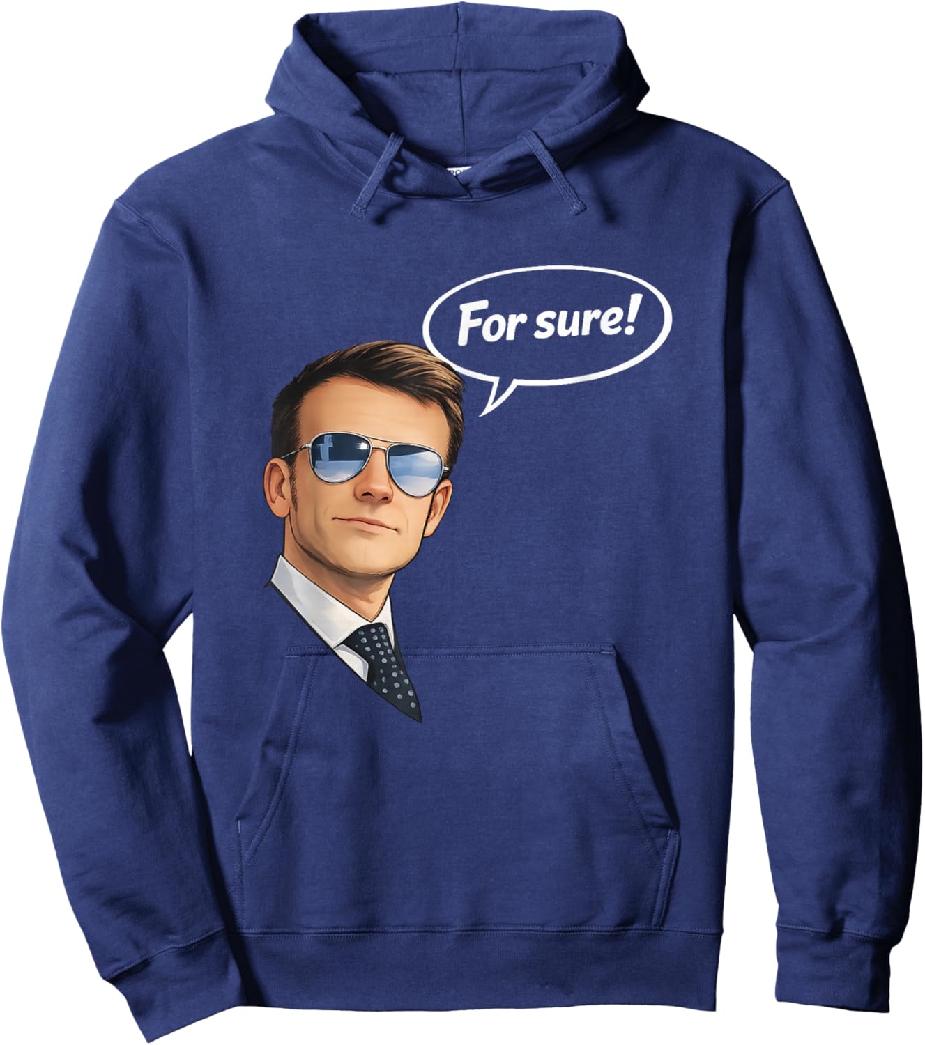 Funny for Sure Macron Glasses Meme Hoodie - Hoodie | Navy