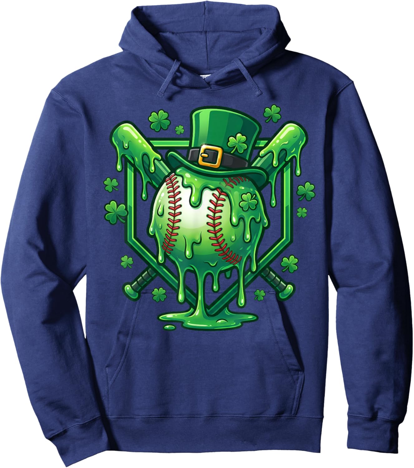 St Patricks Day Baseball Drip Funny Baseball Sport Women Men Hoodie - Hoodie | Navy