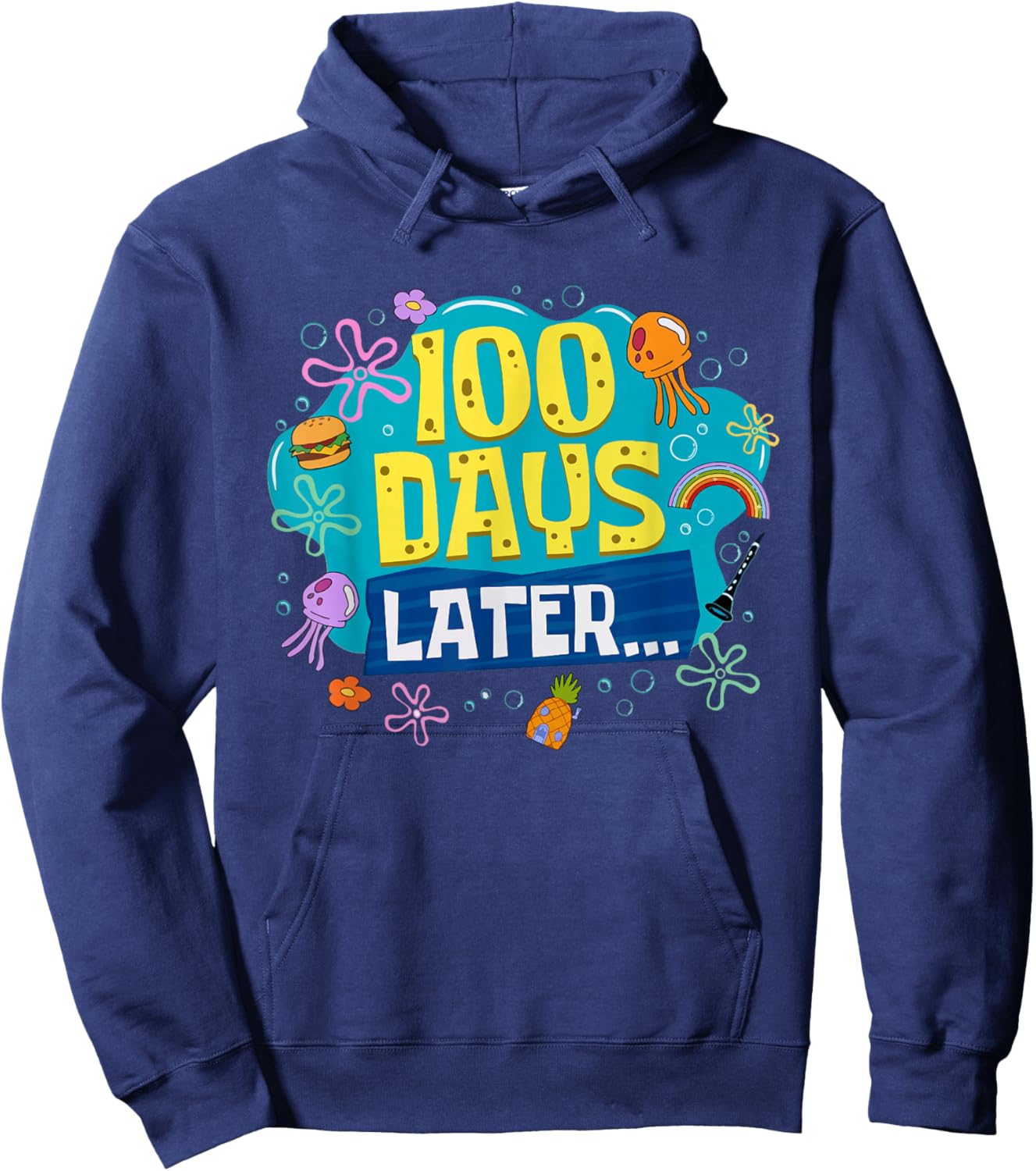 Funny 100 Days Later Teacher Kids Happy 100th Day of School Hoodie - Hoodie | Navy