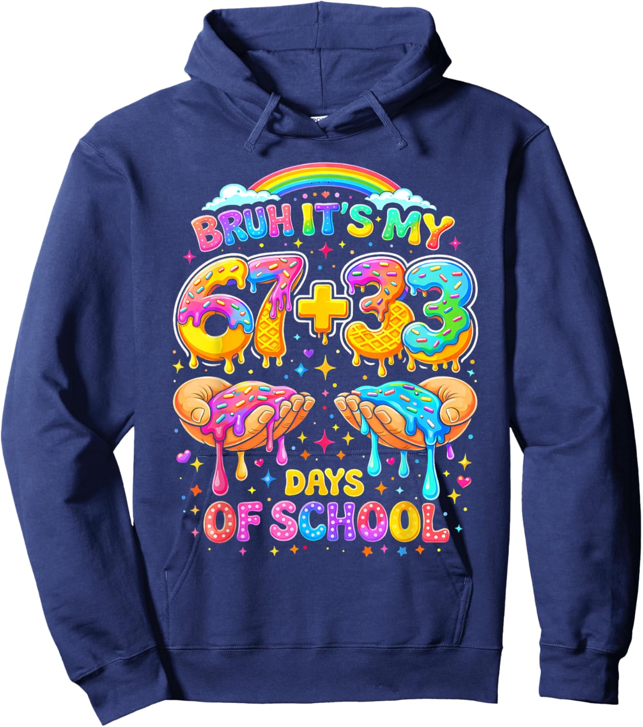 Bruh Its My 67 33 Days of School Funny Boys Kids 100th Day Hoodie - Hoodie | Navy