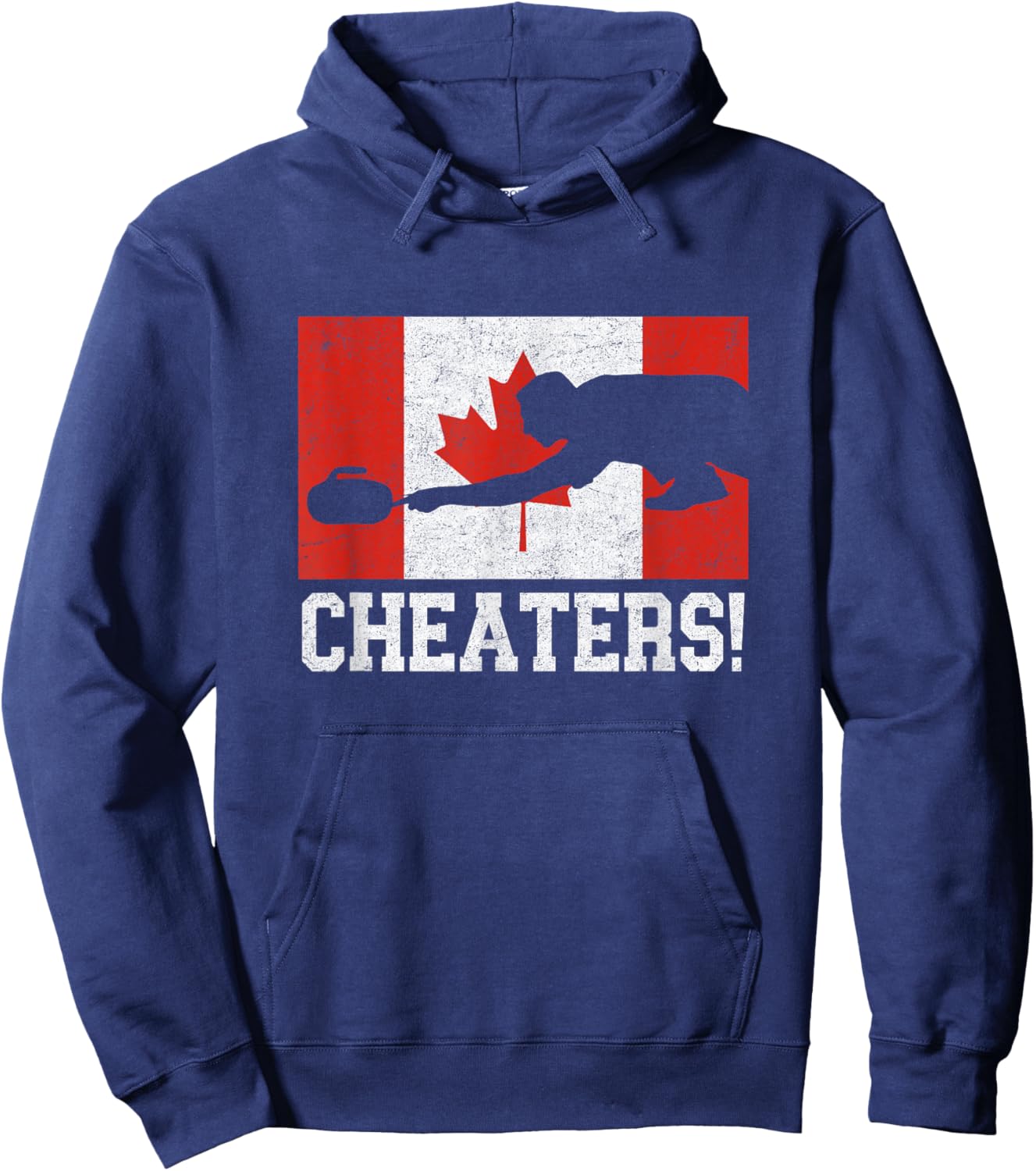 Canada Curling Cheater Canadian Flag Hoodie - Hoodie | Navy
