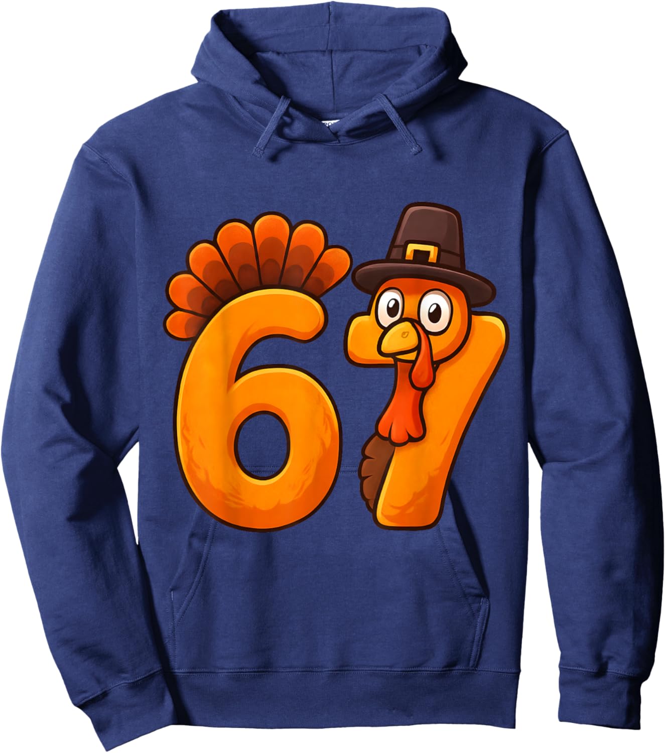 Funny Thanksgiving Turkey 67 Six Seven Meme Boys Girls Kids Hoodie - Hoodie | Navy
