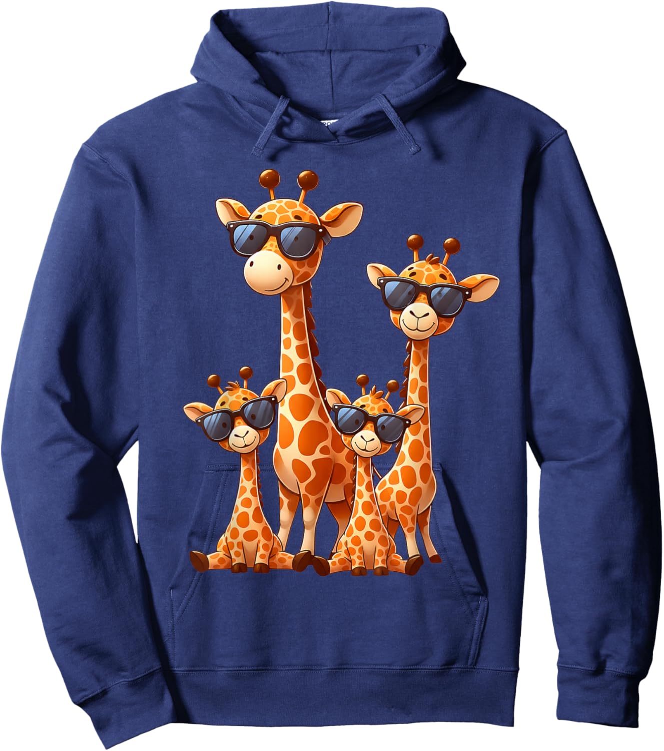 Giraffe Family Sunglasses Safari Zoo Animal Lover Giraffes Hoodie - Hoodie | Navy