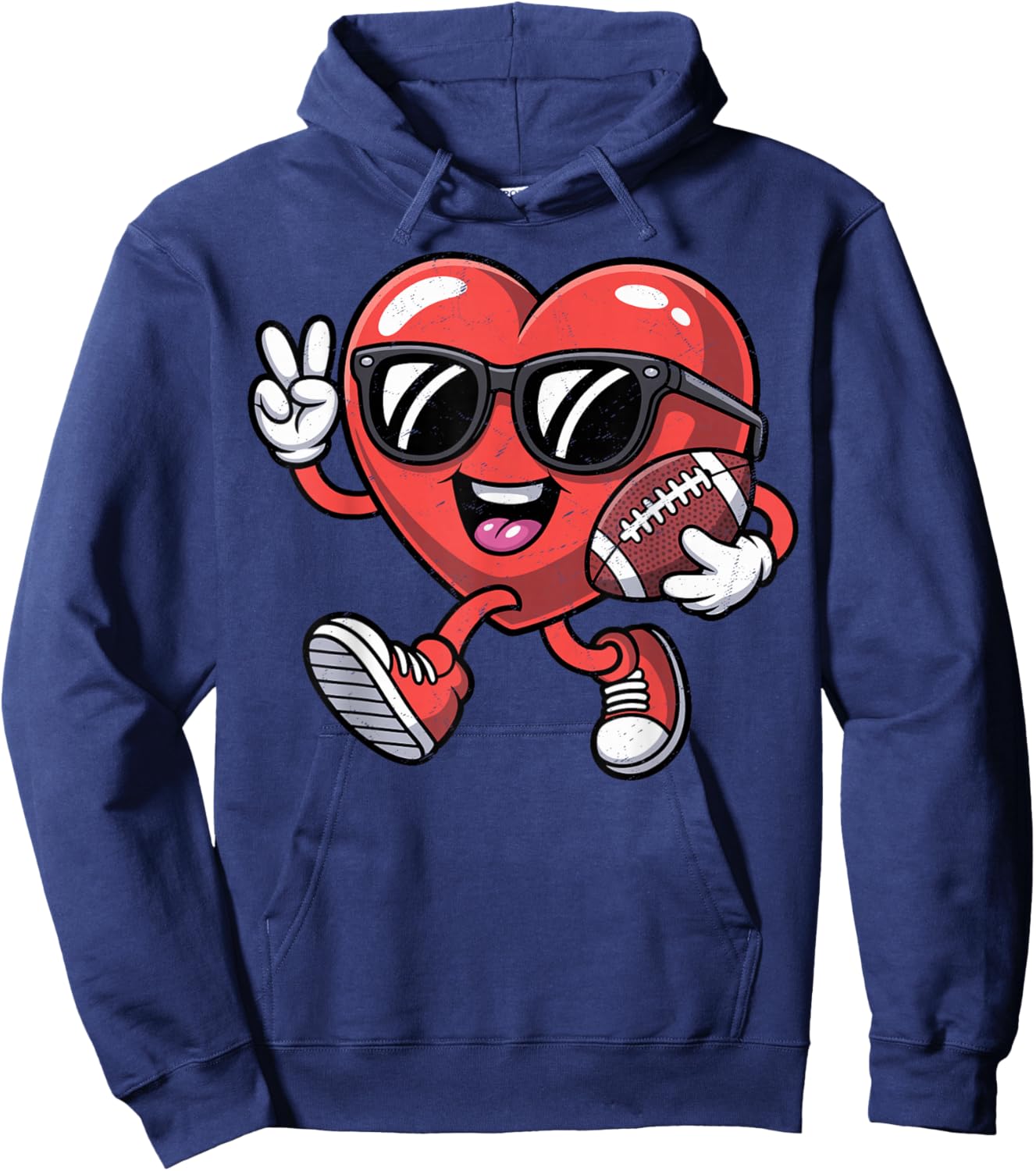 Valentines Day Football Heart Boys Men Kids Sports Hoodie - Hoodie | Navy