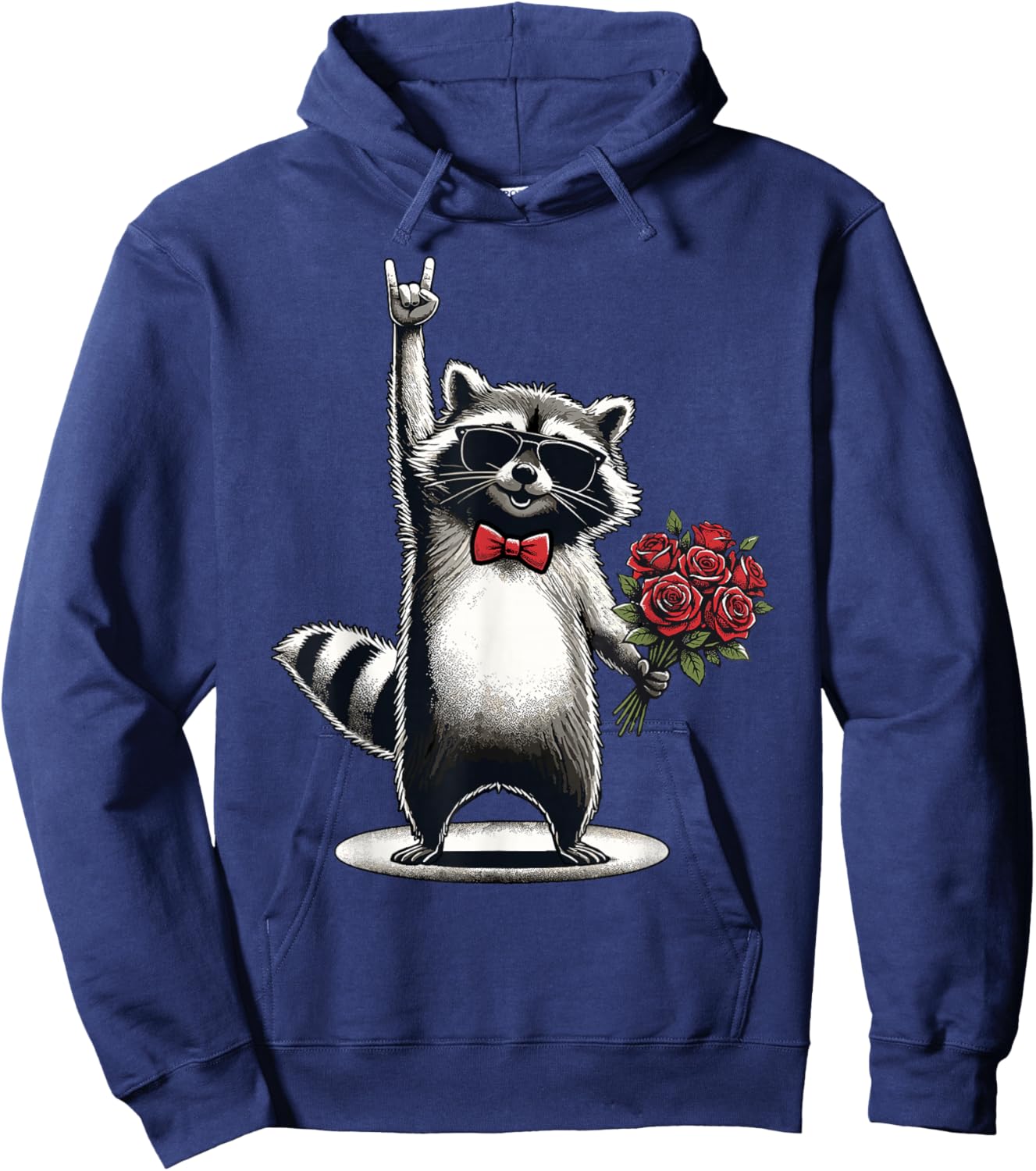 Funny Raccoon Rock On Men Women Kids St. Valentine's Day Hoodie - Hoodie | Navy
