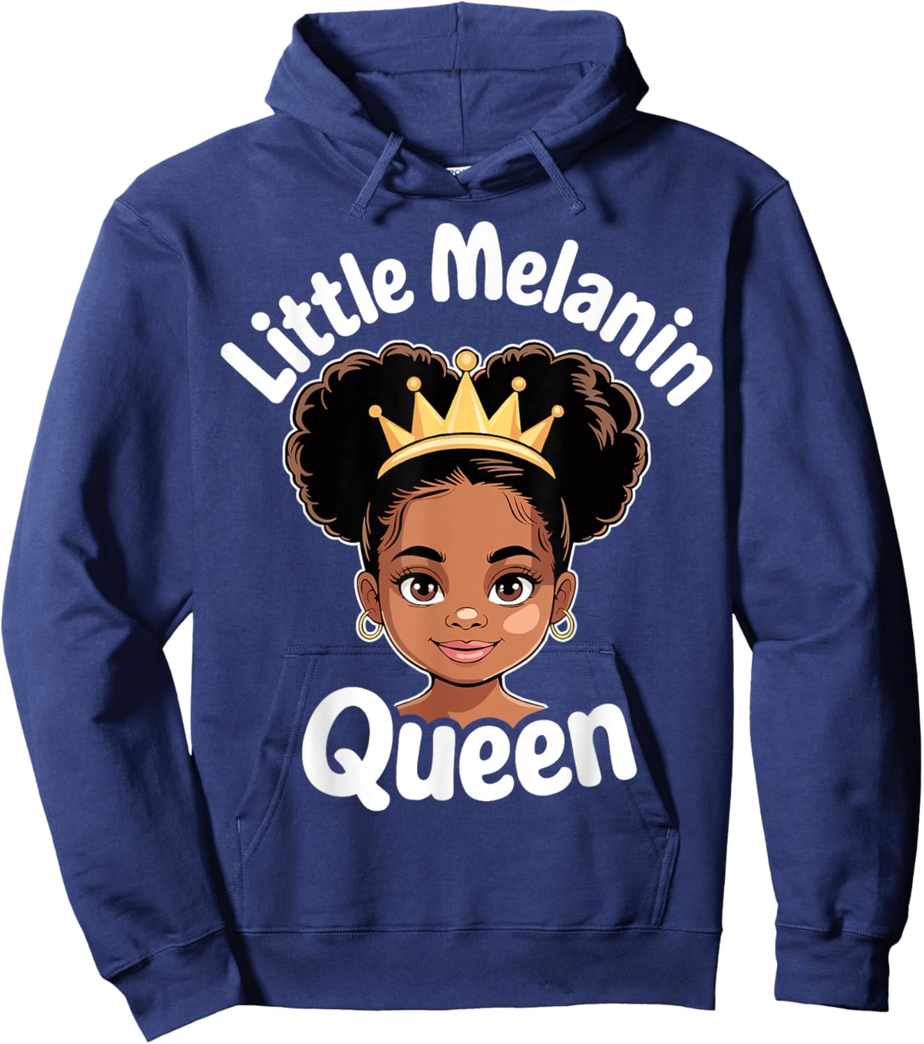Little Melanin Queen African Girl Black History Month Hoodie - Hoodie | Navy