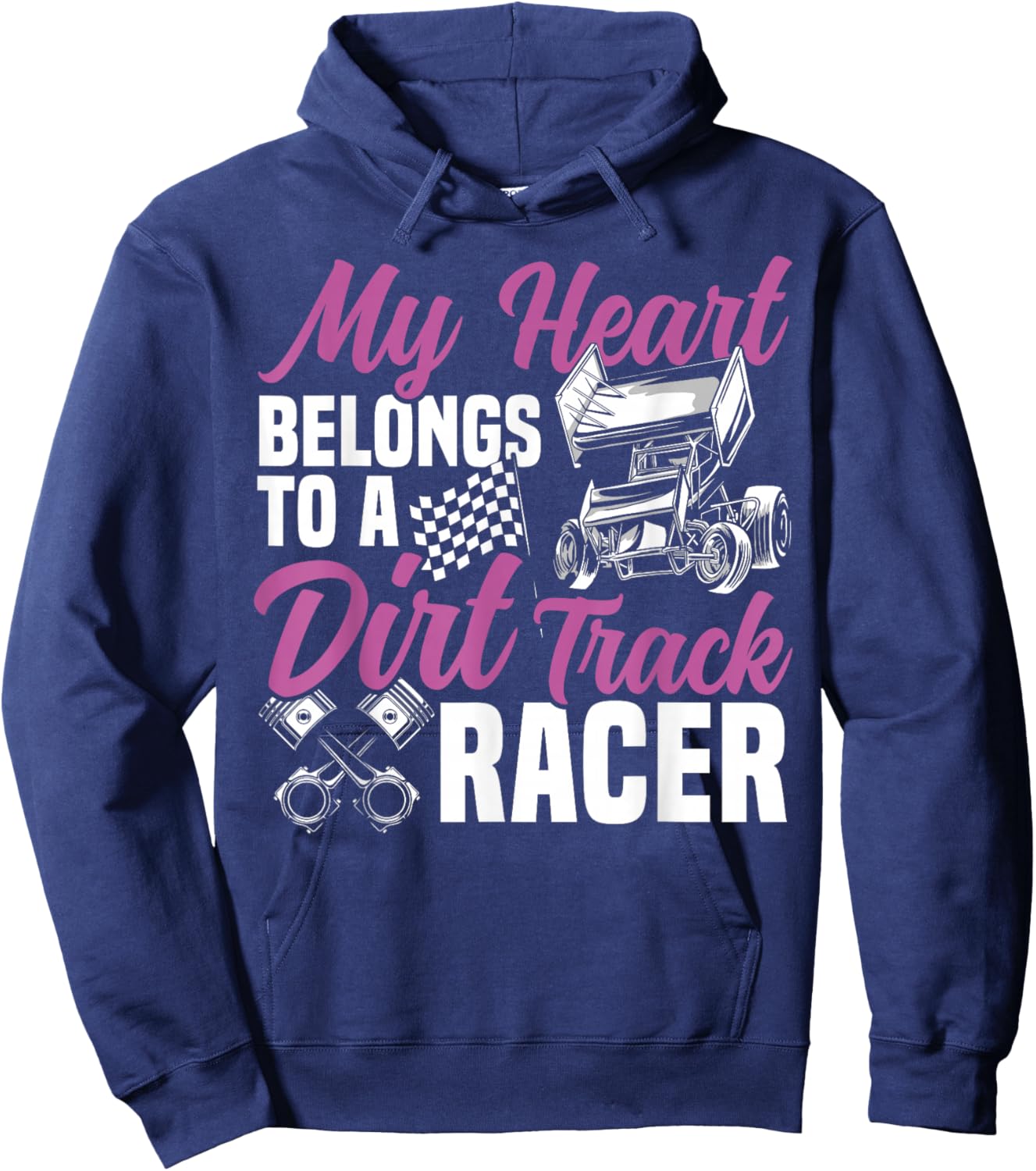 Dirt Track Racing Race Girlfriend Girl Sprint Car My Heart Hoodie - Hoodie | Navy